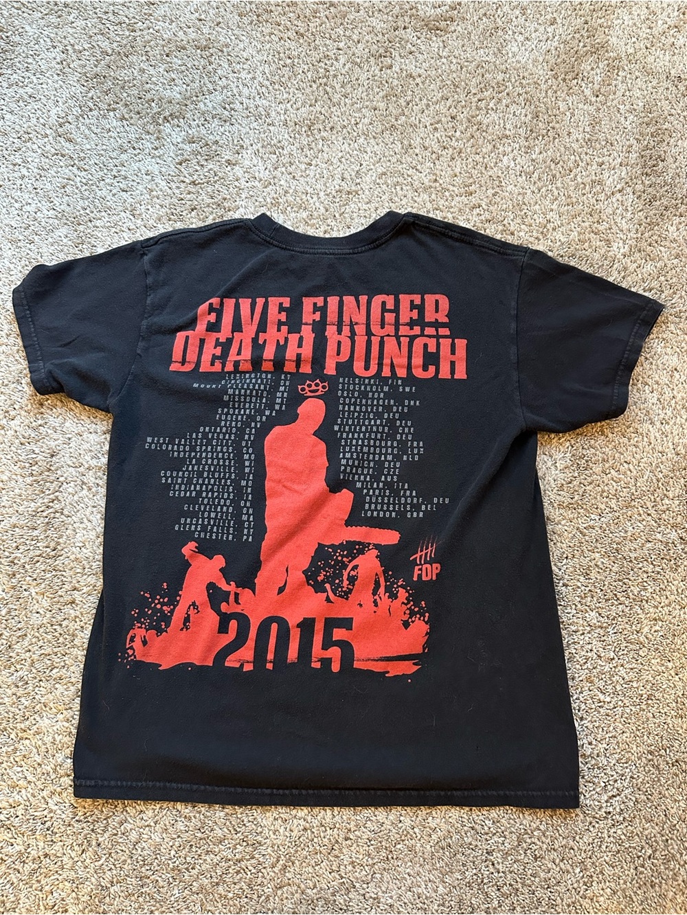 Alstyle Black Five Finger Death Punch 2015 Tour Graphic Tee - Picture 2 of 5
